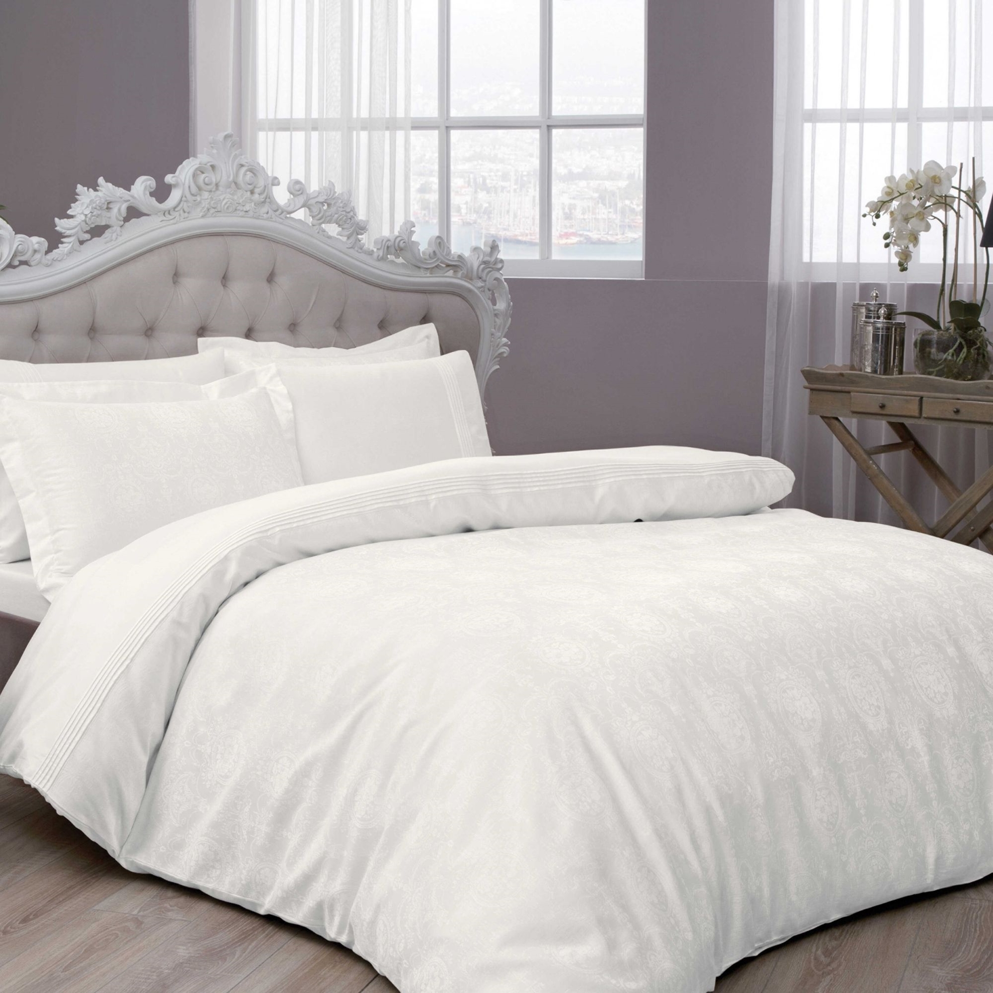 resm Taç Diana Jakar Çift Kişilik Nevresim Takımı Ekru