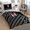 resm Taç Lisanslı Beşiktaş Siyah Logo Pamuk Tek Kişilik Nevresim Takımı