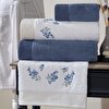 resm Taç Sky Pure Cotton Pamuk Aile Bornoz Seti Beyaz Denim