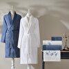 resm Taç Sky Pure Cotton Pamuk Aile Bornoz Seti Beyaz Denim