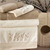 resm Taç Sway Pure Cotton Pamuk Aile Bornoz Seti Krem Kum