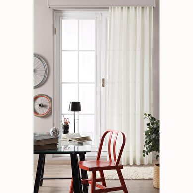 resm Taç Nebreska Hazır Tül Perde Krem 300X270 cm