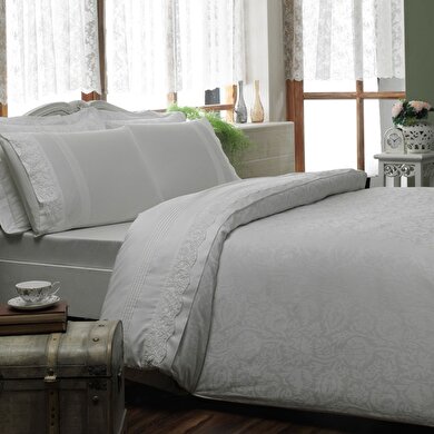 resm Taç Alida Jakar Çift Kişilik Nevresim Takımı Ekru