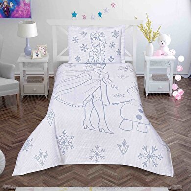 resm Taç Disney Frozen Snow Flower Lisanslı Jakar Yatak Örtüsü