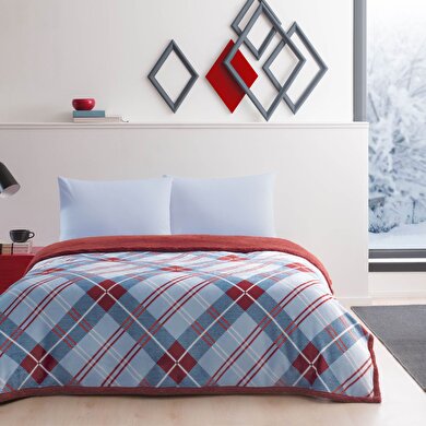 resm Taç Rialta Tek Kişilik Battaniyeli Çarşaf Seti Kırmızı