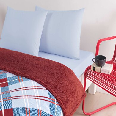 resm Taç Rialta Tek Kişilik Battaniyeli Çarşaf Seti Kırmızı