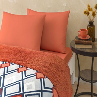 resm Taç Harlow Çift Kişilik Battaniyeli Çarşaf Seti Turuncu