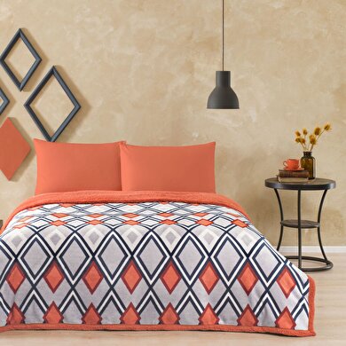 resm Taç Harlow Tek Kişilik Battaniyeli Çarşaf Seti Turuncu