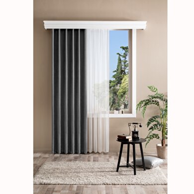 resm Taç Bright Hazır Fon Perde Koyu Gri 150x260 cm