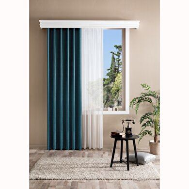 resm Taç Bright Hazır Fon Perde Petrol 150x260 cm