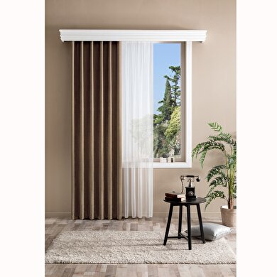 resm Taç Bright Hazır Fon Perde Bej 150x260 cm