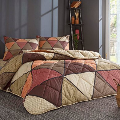 resm Taç Astra Ranforce Çift Kişilik Yorgan Set Kahverengi