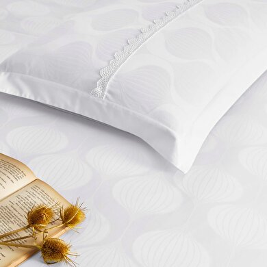 resm Taç Glienn Jakar Çift Kişilik Nevresim Takımı Beyaz