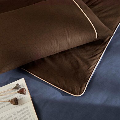 resm Taç Riven Biyeli Tek Kişilik Nevresim Takımı Lacivert