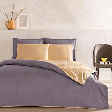 resm Taç Riven Biyeli Tek Kişilik Nevresim Takımı Antrasit