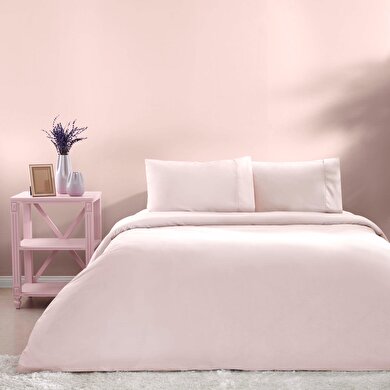 resm Taç Basic Ranforce Tek Kişilik Nevresim Takımı Pudra