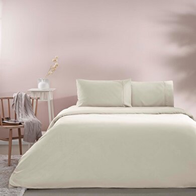 resm Taç Basic Ranforce Tek Kişilik Nevresim Takımı Ekru