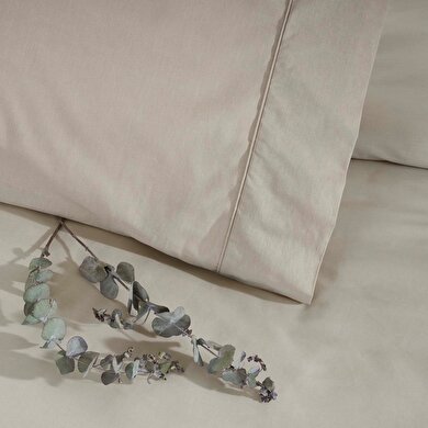 resm Taç Basic Ranforce Tek Kişilik Nevresim Takımı Vizon