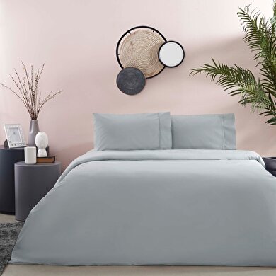 resm Taç Basic Ranforce Tek Kişilik Nevresim Takımı Gri