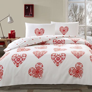 resm Taç Cordelia Ranforce Çift Kişilik Nevresim Takımı Kırmızı