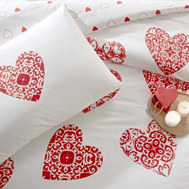 resm Taç Cordelia Ranforce Çift Kişilik Nevresim Takımı Kırmızı