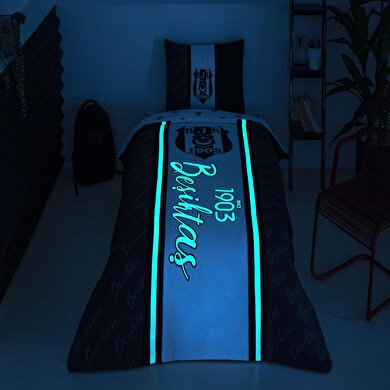 resm Taç Lisanslı Beşiktaş 1903 Glow Tek Kişilik Pamuk Nevresim Takımı