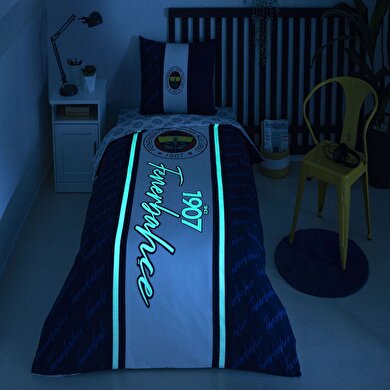 resm Taç Lisanslı Fenerbahçe 1907 Glow Tek Kişilik Pamuk Nevresim Takımı