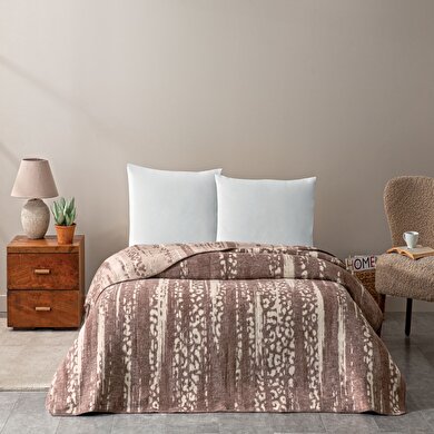 resm Taç Savanna Pamuk Çift Kişilik Battaniye Kahverengi