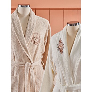 resm Taç Palace Bambu 4'lü Aile Bornoz Seti Ekru