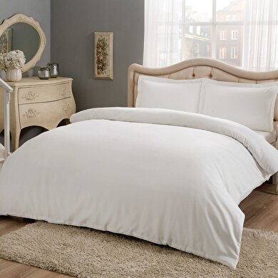 resm Taç Saten Basic King Size Nevresim Takımı Beyaz