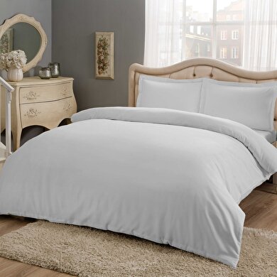 resm Taç Saten Basic King Size Nevresim Takımı Gri