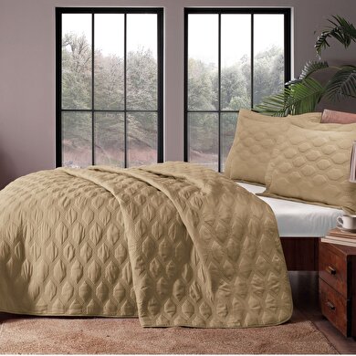 resm Taç Marissa Çift Kişilik Nakışlı Yatak Örtüsü Takımı Gold