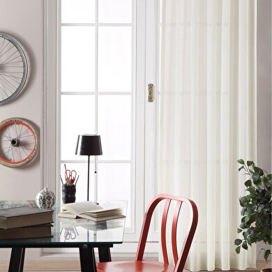 resm Taç Nebreska Hazır Tül Perde Krem 300X270 cm