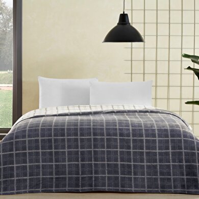 resm Taç Edwin Pamuk Çift Kişilik Battaniye Antrasit