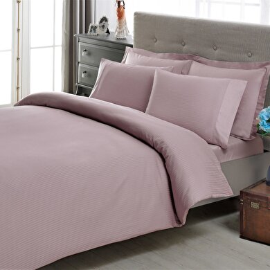 resm Taç Stripe Premium Basic King Size Nevresim Takımı Lila