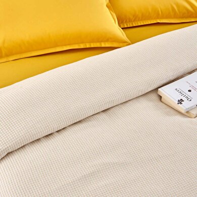 resm Taç Plain Viskoz Çift Kişilik Çok Amaçlı Set Sarı