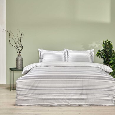 resm Taç Chain Çift Kişilik Nevresim Takımı Gri