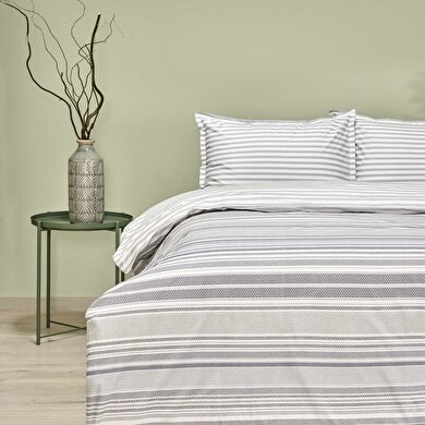 resm Taç Chain Çift Kişilik Nevresim Takımı Gri