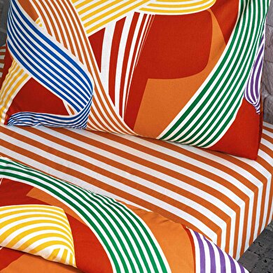 resm Taç Meadow Ranforce Tek Kişilik Nevresim Takımı Turuncu