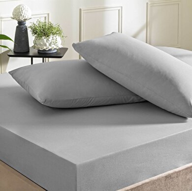 resm Taç Ranforce Lastikli Çift Kişilik Çarşaf Set Antrasit