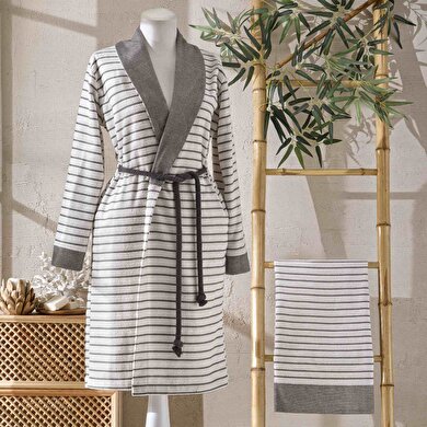 resm Taç Bamboo Dreams Tek Kişilik Bornoz Set Gri S/M