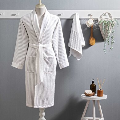 resm Taç Ritmo Pamuk L/XL Bornoz Set Beyaz