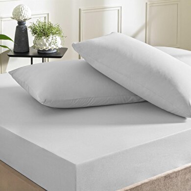 resm Taç Ranforce Lastikli Queen Size Çarşaf Set Gri