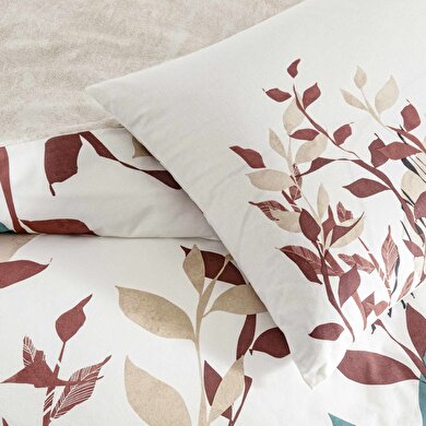 resm Taç Daisy Ranforce Çift Kişilik Nevresim Takımı Ekru