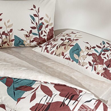 resm Taç Daisy Ranforce Çift Kişilik Nevresim Takımı Ekru