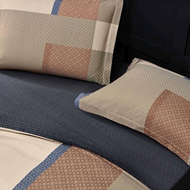 resm Taç Evander Saten Çift Kişilik Nevresim Takımı Turuncu