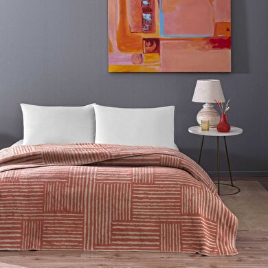 resm Taç Gable Pamuk Tek Kişilik Battaniye Kiremit