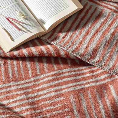 resm Taç Gable Pamuk Tek Kişilik Battaniye Kiremit