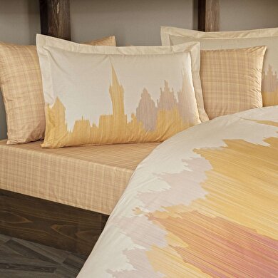 resm Taç Butik Alba Pamuk Percale Çarşaf Çift Kişilik Turuncu