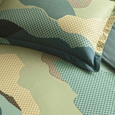 resm Taç Butik Sorel Pamuk Nevresim Seti Çift Kişilik Yeşil